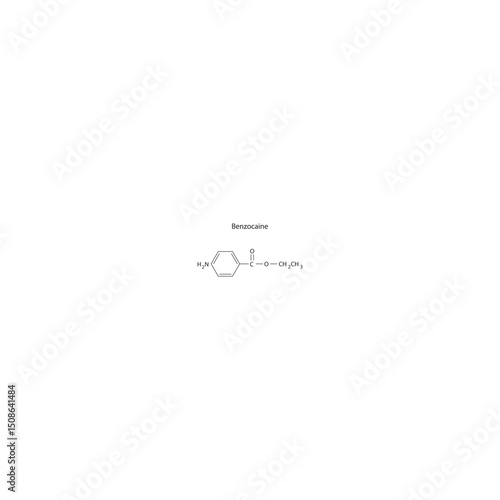 Benzocaine skeletal formula. Simple schematic illustration of local anesthetic drug molecule.