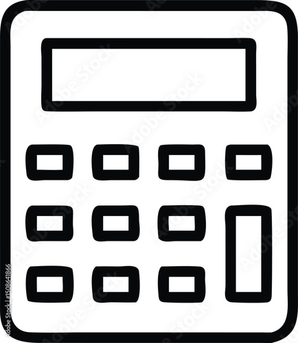 Free Download Black lined simple calculator icon shows a basic interface on a transparent background - GFXLoad