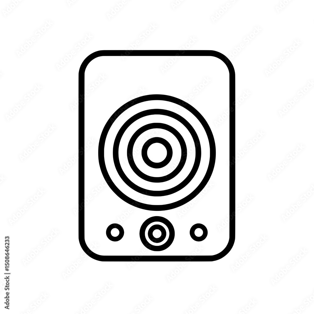 Speaker icon with concentric circles in modern design for audio, sound systems, and music-related visuals Speaker icon with concentric circles in modern design for audio, sound systems, and music-related visuals