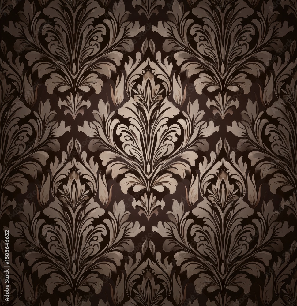 Dark Brown Damask Wallpaper Pattern Dark Brown Damask Wallpaper Pattern