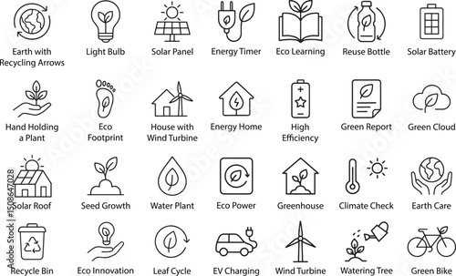 Eco and Environmental Vector Icons, Isolated on White Background