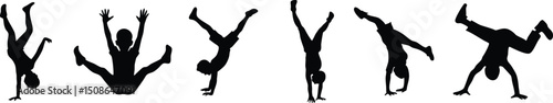 Breakdancer Silhouette, Dynamic Handstand Pose for Dance Enthusiasts.