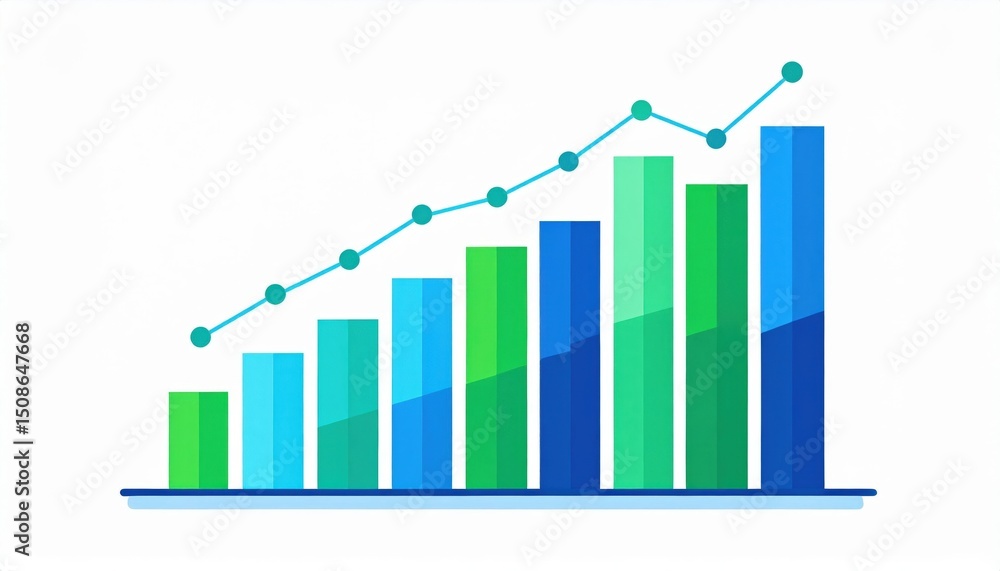 Colorful Growing Bar Graph Illustration Colorful Growing Bar Graph Illustration