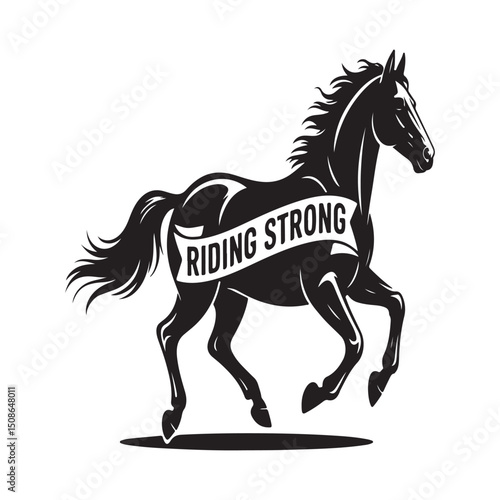 Vintage black horse outline vector for sublimation prints.