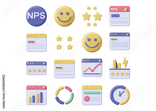 Net promoter score icons customer satisfaction feedback