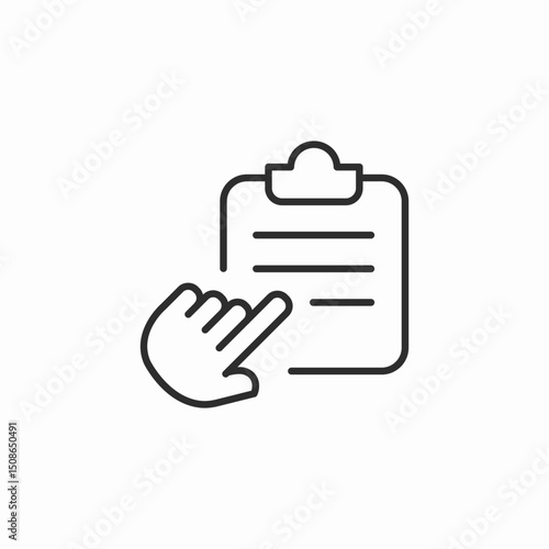 clipboard click hand icon sign vector