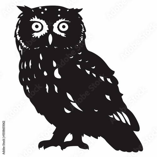 Detailed owl illustration vector graphic for wildlife enthusiasts and nature lovers design element art silhouette