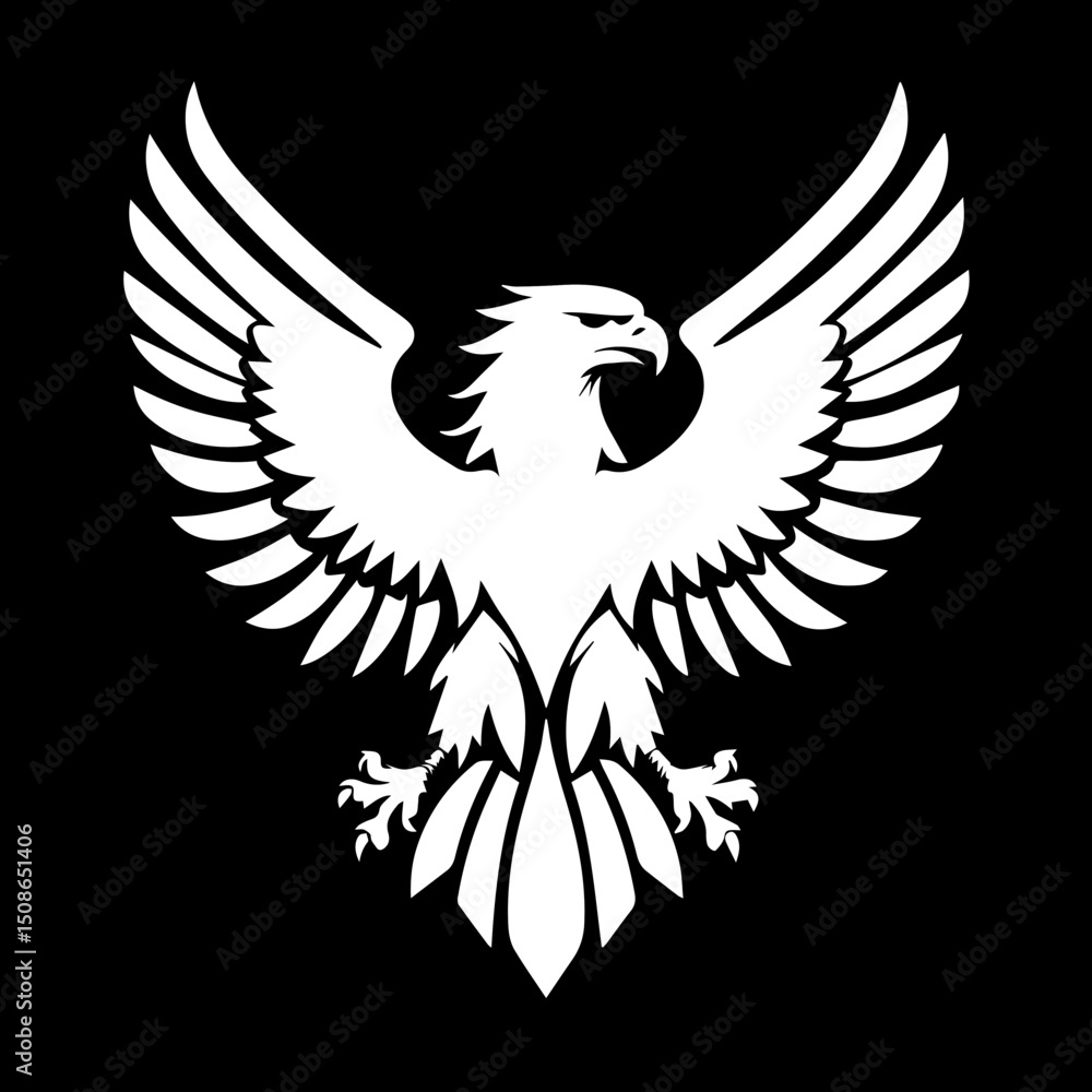 Fototapeta premium Majestic White Eagle Silhouette on Black Background