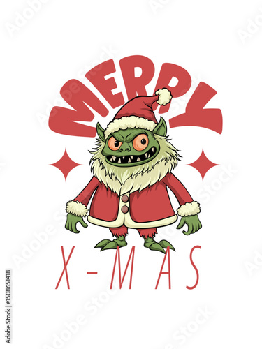 Christmas Funny Monster Illustration 