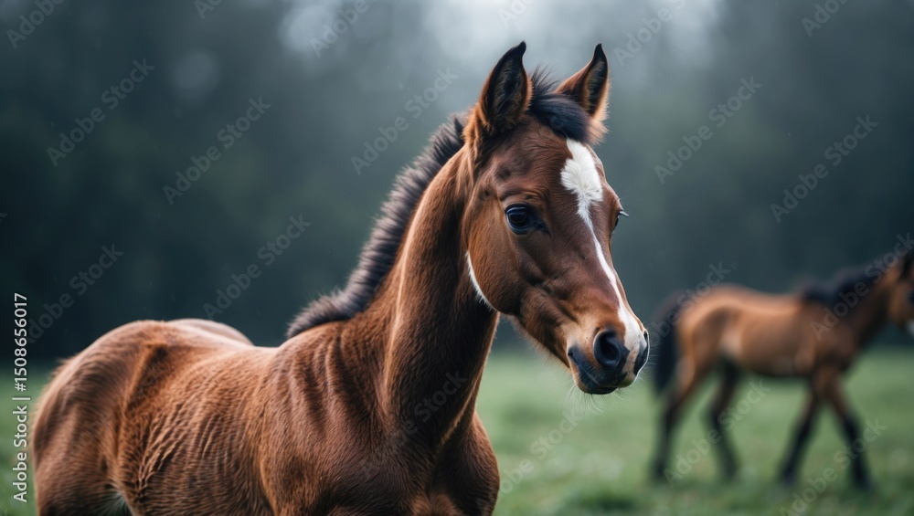 Obraz premium A beautiful shot of a lil foal.