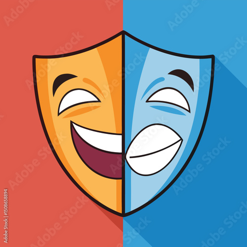 Theater masks of comedy and tragedy side by side