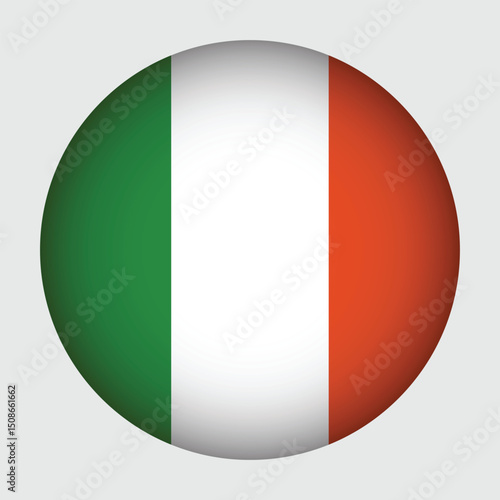 Ireland flag in circle. The national flag of Ireland. Vector	
