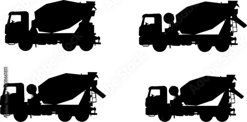 concrete mixer truck silhouette vector on white background
