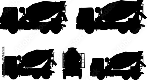 concrete mixer truck silhouette vector on white background
