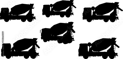 concrete mixer truck silhouette vector on white background

