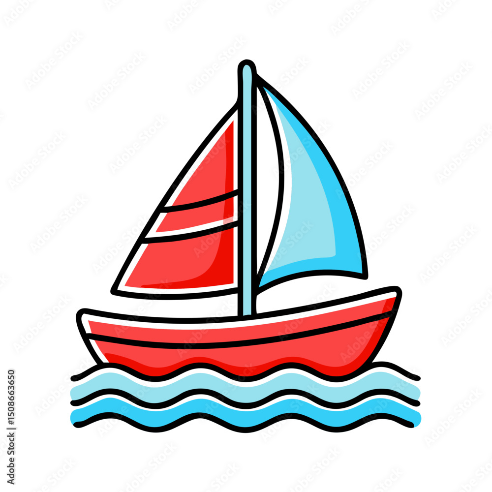 Fototapeta premium Sailboat on water, symbol of travel or vacation.
