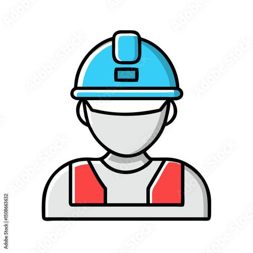 Construction worker in helmet and vest.