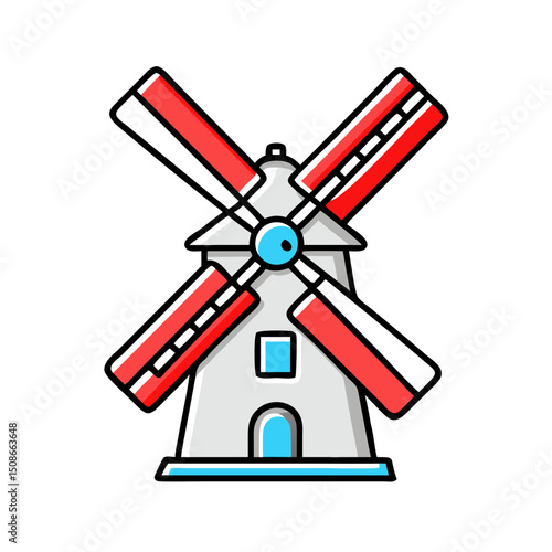 Windmill, symbolizing Netherlands, energy or countryside.