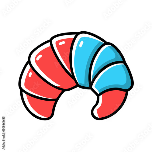 Croissant icon, French bakery or breakfast food.