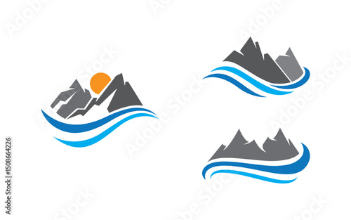 Mountain Hill icon Logo illustration design Template v.35