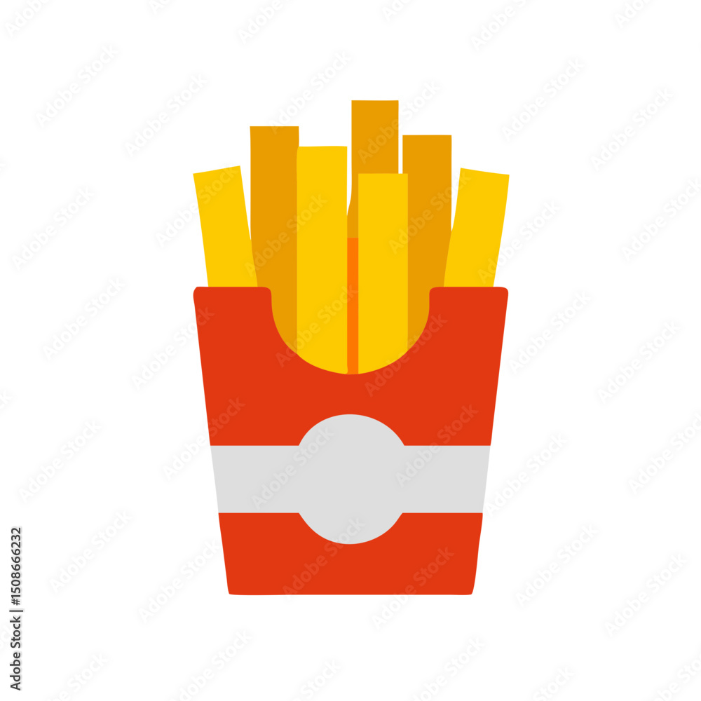 Classic Fries in Red Box – Fast Food Vector for Restaurant Design Classic Fries in Red Box – Fast Food Vector for Restaurant Design