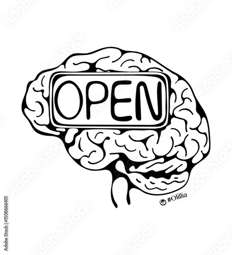Brain open illustration of a human brain