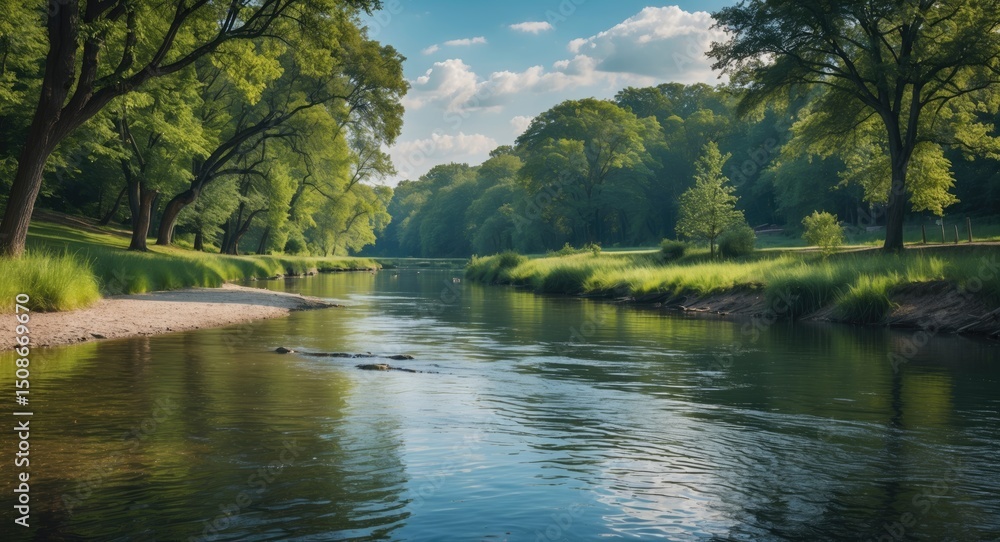 Naklejka premium Peace and tranquility in beautiful poses in the natural park, on the river, with empty copy space for text