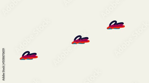 Animation of a shape with several transitions and dynamic color changes.