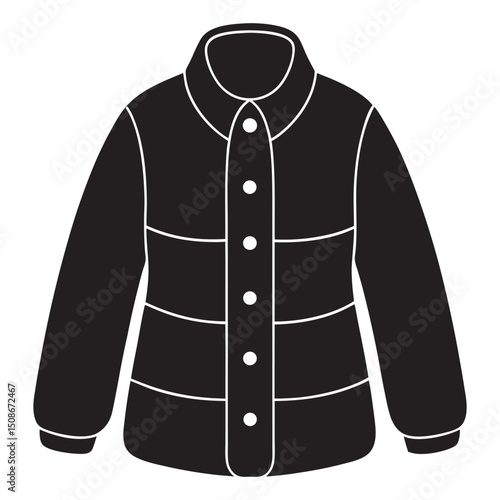 Black Winter Jacket Silhouette Vector, winter jacket vector. winter jacket silhouette