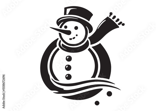 snowman logo silhouette vector illustration, snowman logo design vector, vector silhouette snowman, snowman vector silhouette logo on a white background
