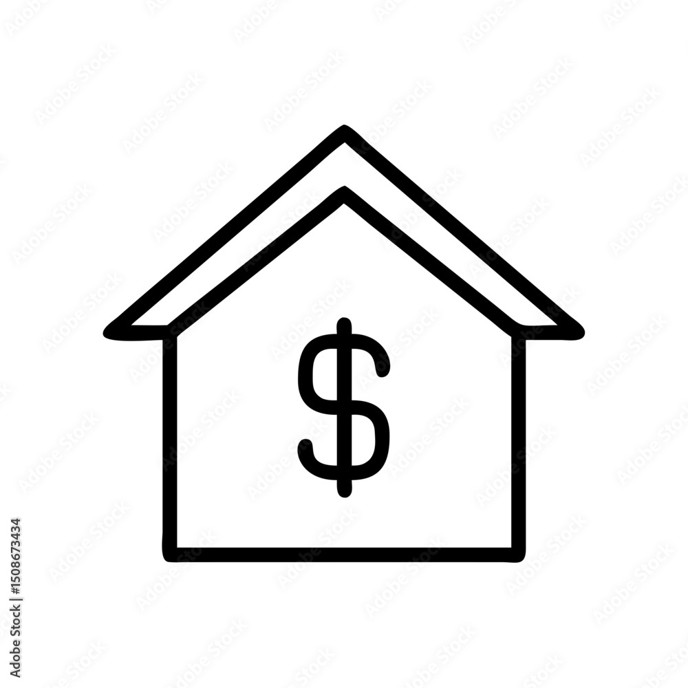 House icon with dollar sign representing financial investment concept House icon with dollar sign representing financial investment concept