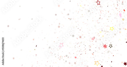 Stars - Banner with golden decoration. Festive border with falling glitter dust and stars.