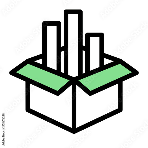 Cardboard Box Package Icon - Color Lineal Style for Shipping & Delivery. (Color Lineal Style)