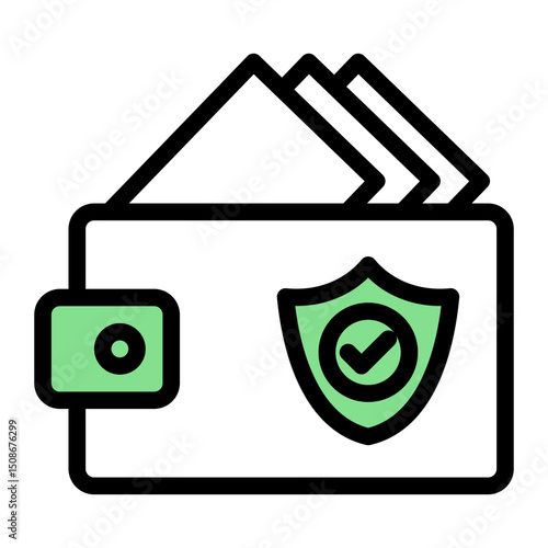 Money Wallet Icon - Color Lineal Style for Payment & Finance. (Color Lineal Style)