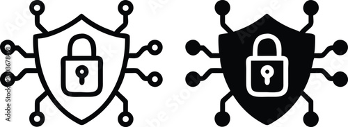 Cyber security icon. Protection network symbol. Protection computer and technology. Vector illustration