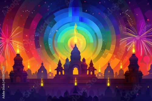 Happy Diwali wishes greeting card design