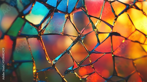 A fractured mirror reflects varying daylight, with quantum particles in the background, visualizing the fluidity of time and space.