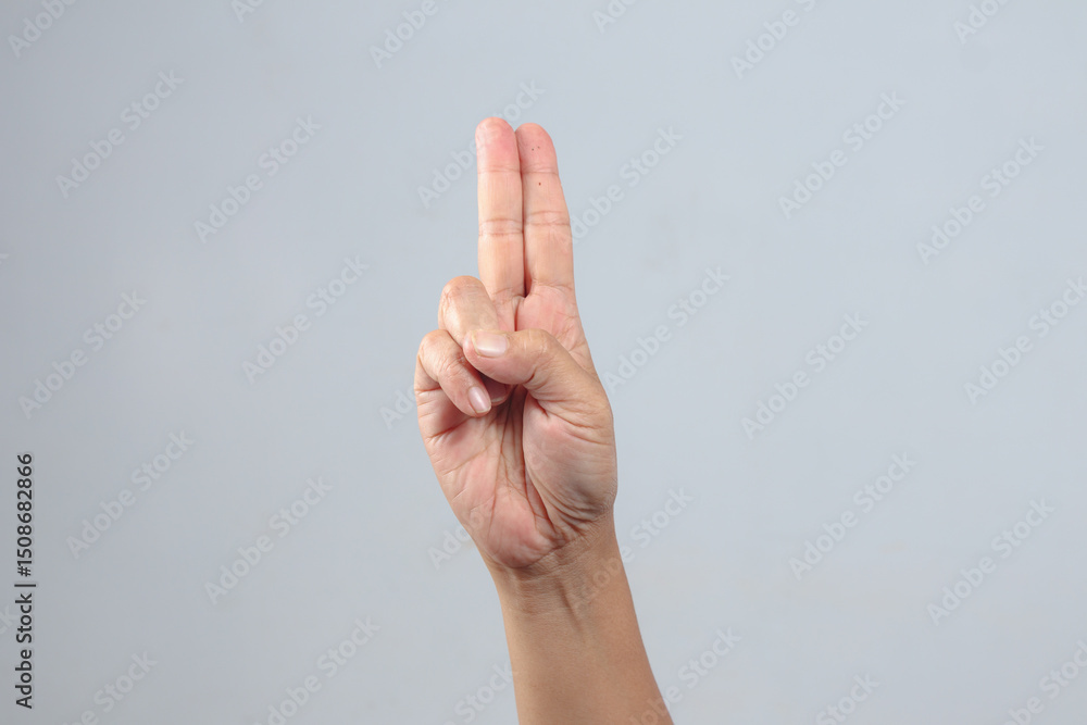 Two finger scout salute hand gesture representing loyalty and discipline Two finger scout salute hand gesture representing loyalty and discipline