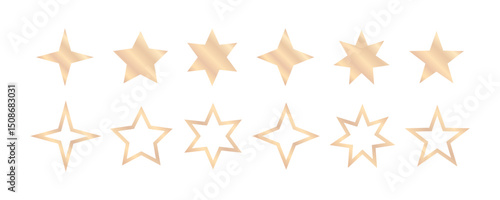 Rose Gold Star Shapes Set with Solid and Outline