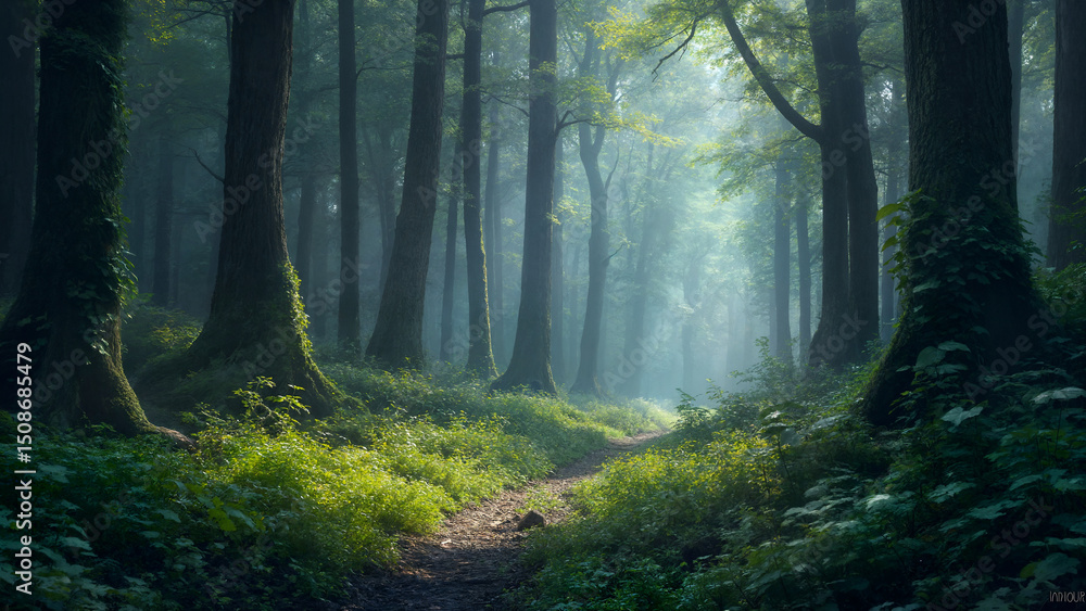 Fototapeta premium forest in the morning fog