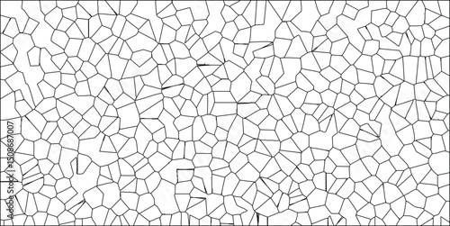 Abstract black and white vector illustration of a complex cell structure with polygonal shapes forming an interconnected network on a white background.