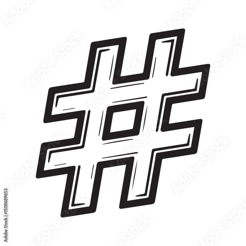 black and white hashtag symbol