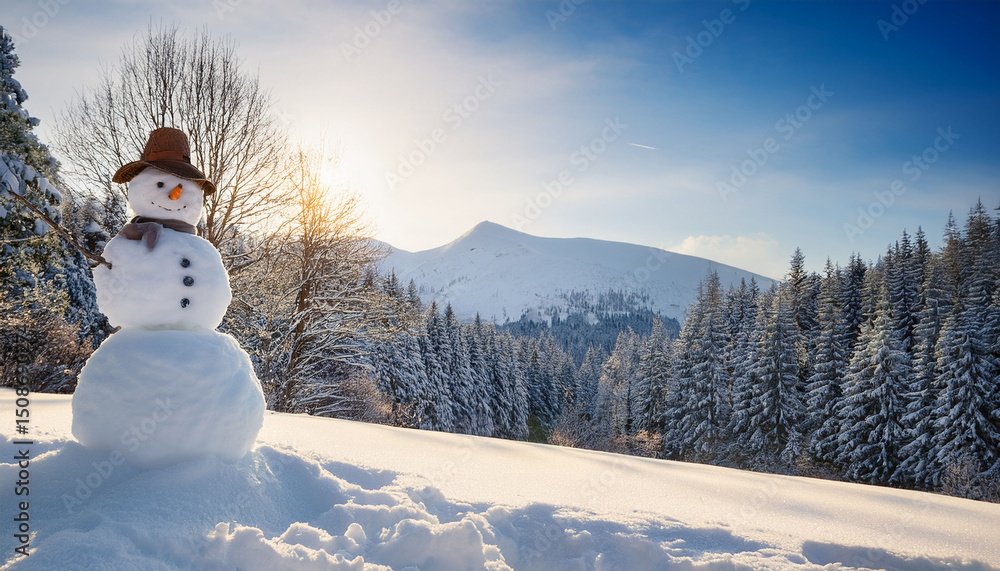 Obraz premium snowman in a winter wonderland