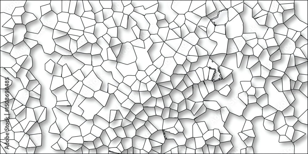 Abstract geometric cell structure illustration with shadow and organic design elements in black and white providing an aesthetic artistic appeal Abstract geometric cell structure illustration with shadow and organic design elements in black and white providing an aesthetic artistic appeal