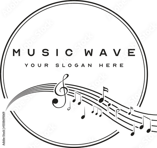 retro music cafe logo design badge.