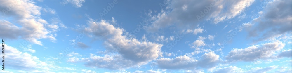 Fototapeta premium Vast Blue Sky With Fluffy Clouds