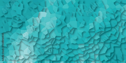 Abstract geometric mosaic pattern in shades of aqua and teal with textured effect for backgrounds and graphic designs.
