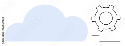 Blue cloud next to gear icon highlights technological concepts thumbs up cloud storage, optimization, and system management. Ideal for tech, automation, data, innovation, services, IT solutions