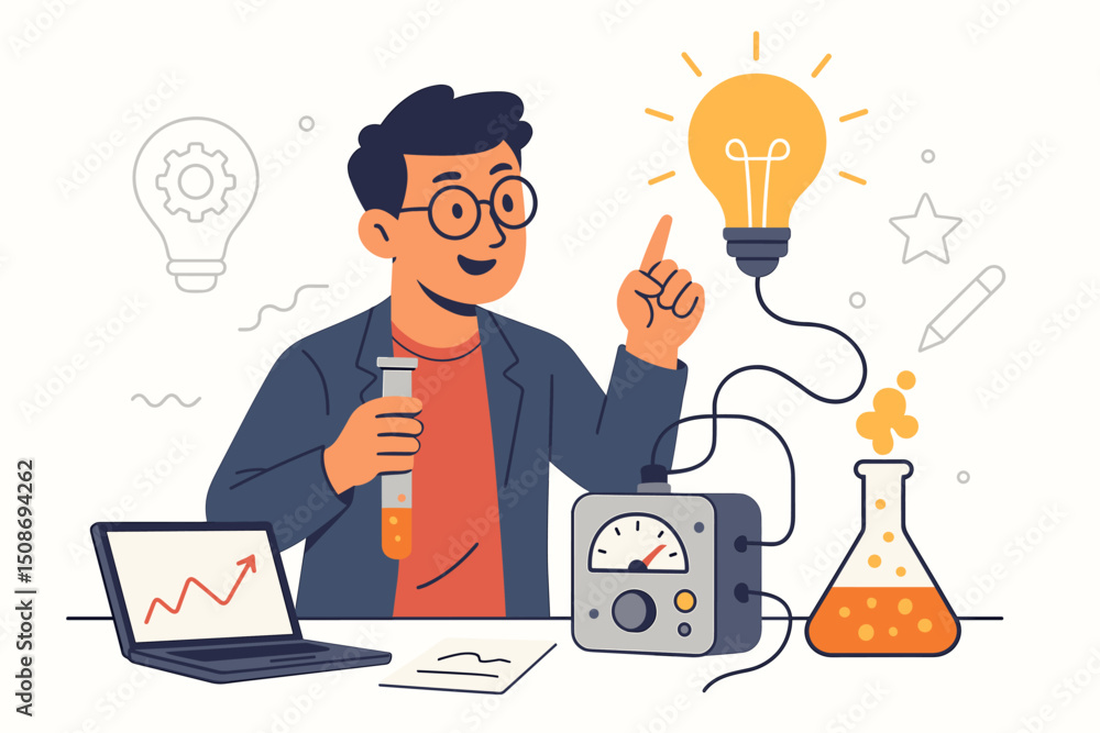 Innovation entrepreneur laboratory experiment scientist. Creative business startup idea development research. Technology success growth discovery invention lightbulb concept Innovation entrepreneur laboratory experiment scientist. Creative business startup idea development research. Technology success growth discovery invention lightbulb concept