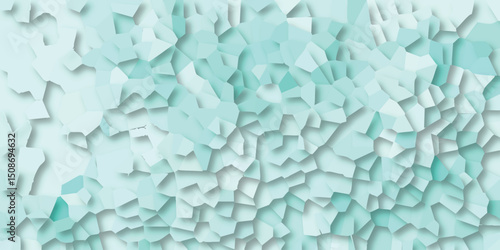 Abstract mosaic background in calming shades of teal and blue with geometric polygonal elements and soft shadows.